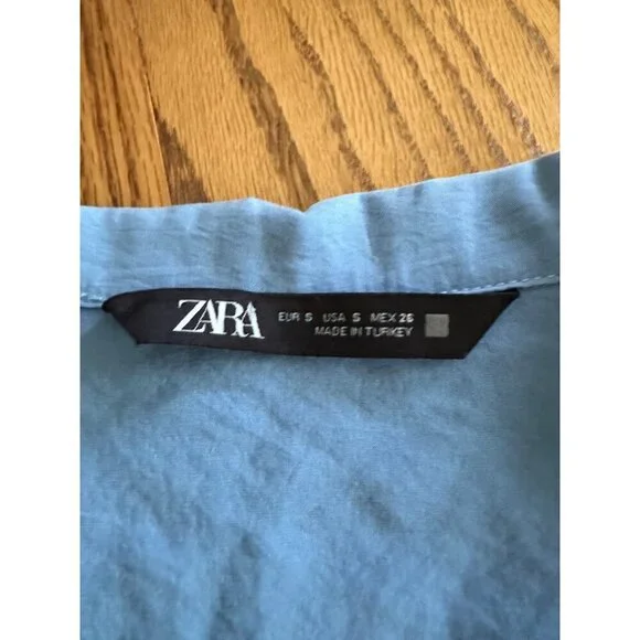 Zara Belted Jumpsuit Sleeveless Button Up Blue Size S